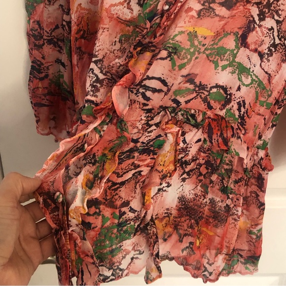 Rare IRO blouse Reopam 18S Floral Ruffle back open flowy top Sz 36 - Picture 7 of 12